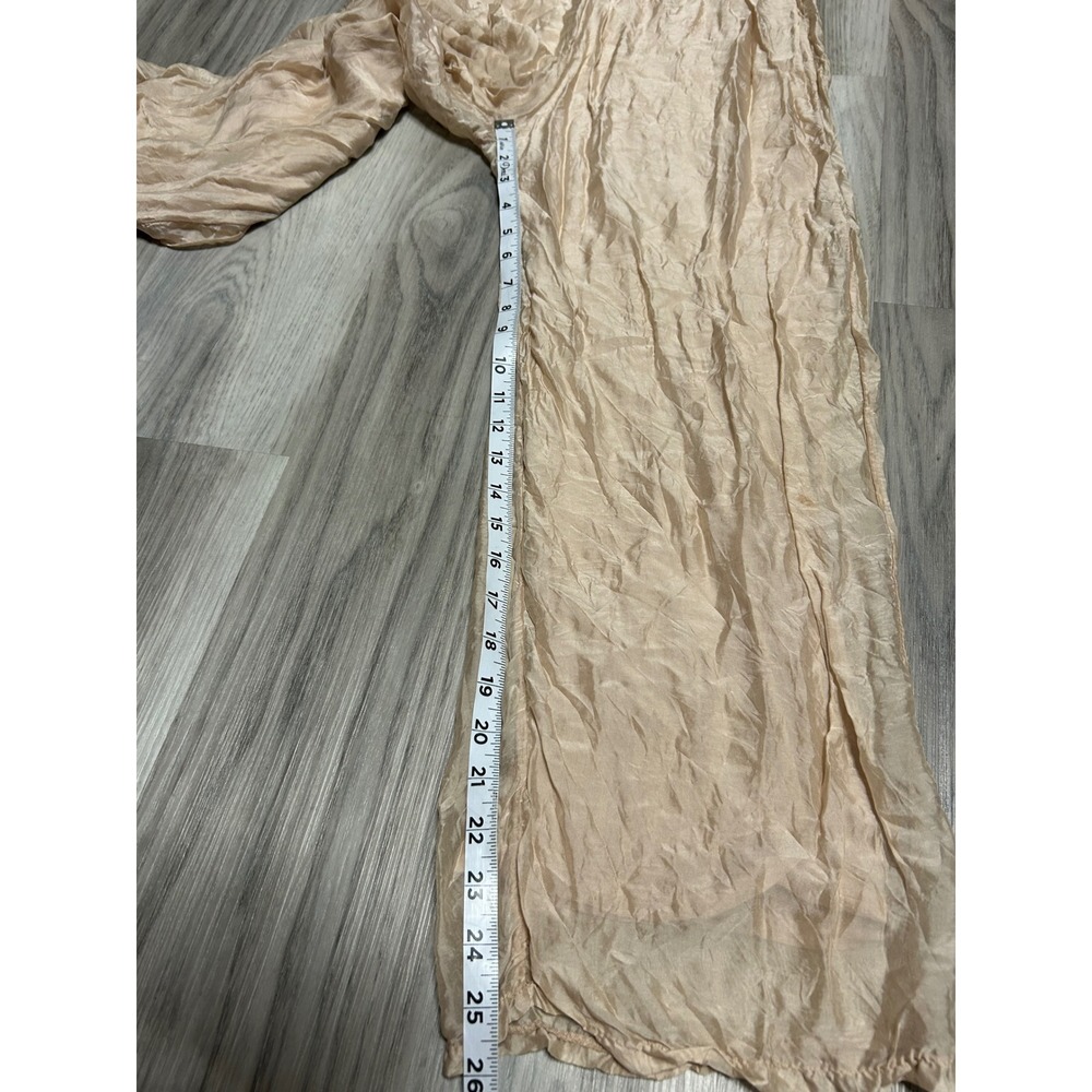 Made in Italy Womens Crinkle Silk Blend Wide Leg Pants small Beige Tan - Picture 4 of 7